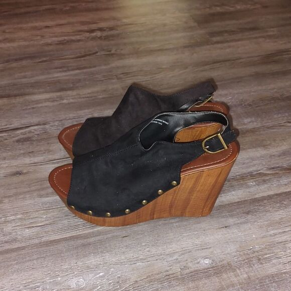 Mossimo black brown wedge platforms Sz 11 - Picture 3 of 7